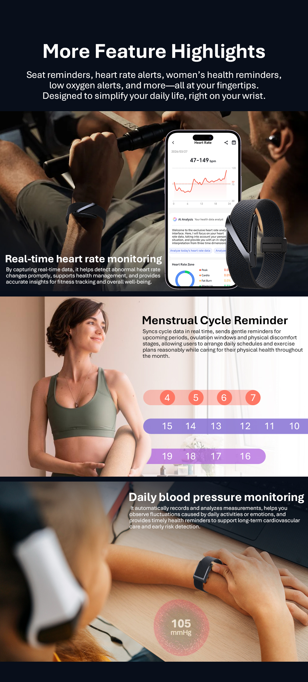 VALDUS VANTA New Screenless Smart Watch Supports ECG Monitoring Multiple Sports Modes Womens Health Reminder Screenless Smartwatch-Shenzhen Shengye Technology Co.,Ltd