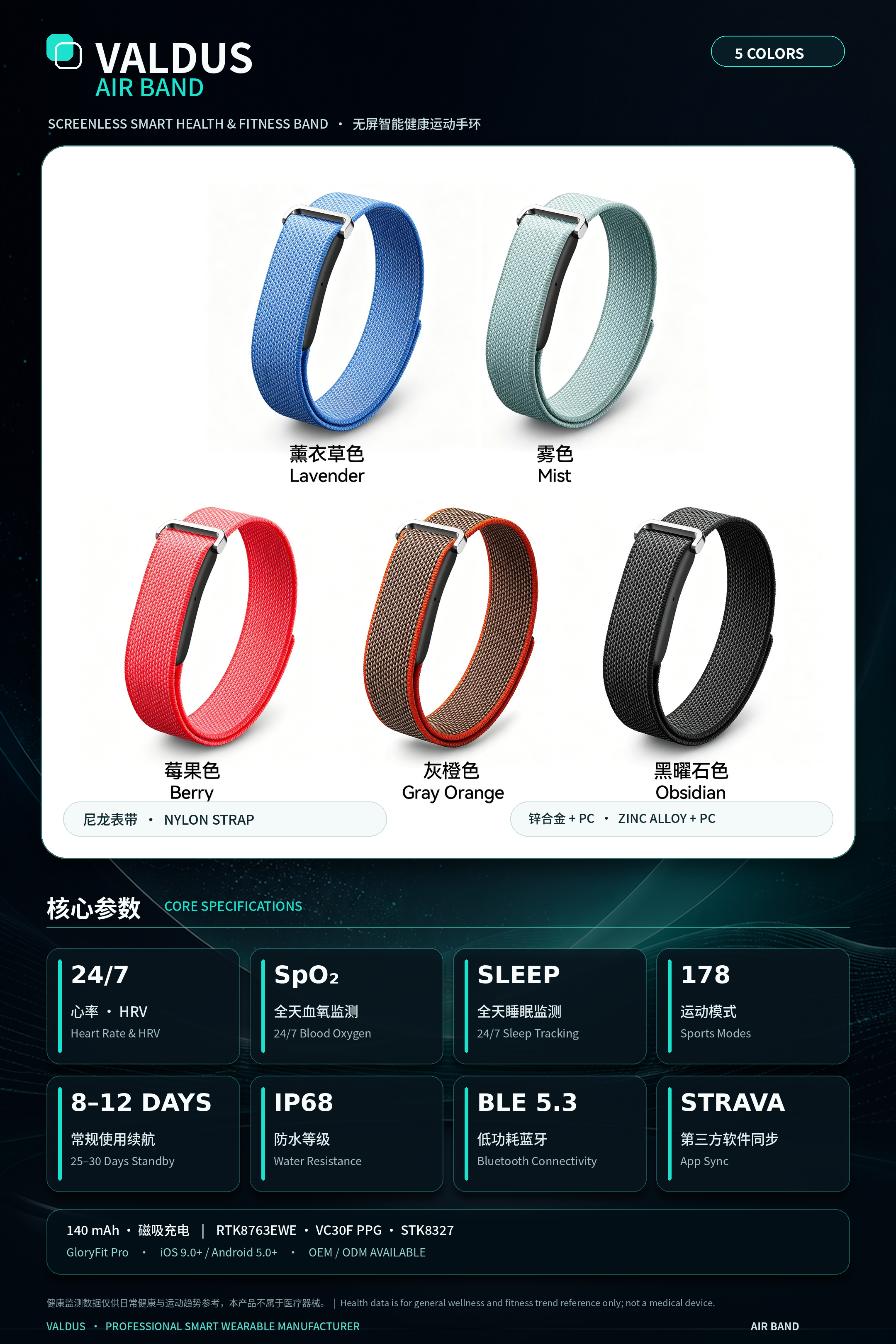 VALDUS 2026 New AIR BAND Screenless Smart Watch Supports Heart Rate Monitoring Multiple Sports Modes IP68 Waterproof Screenless Smartwatch-Shenzhen Shengye Technology Co.,Ltd