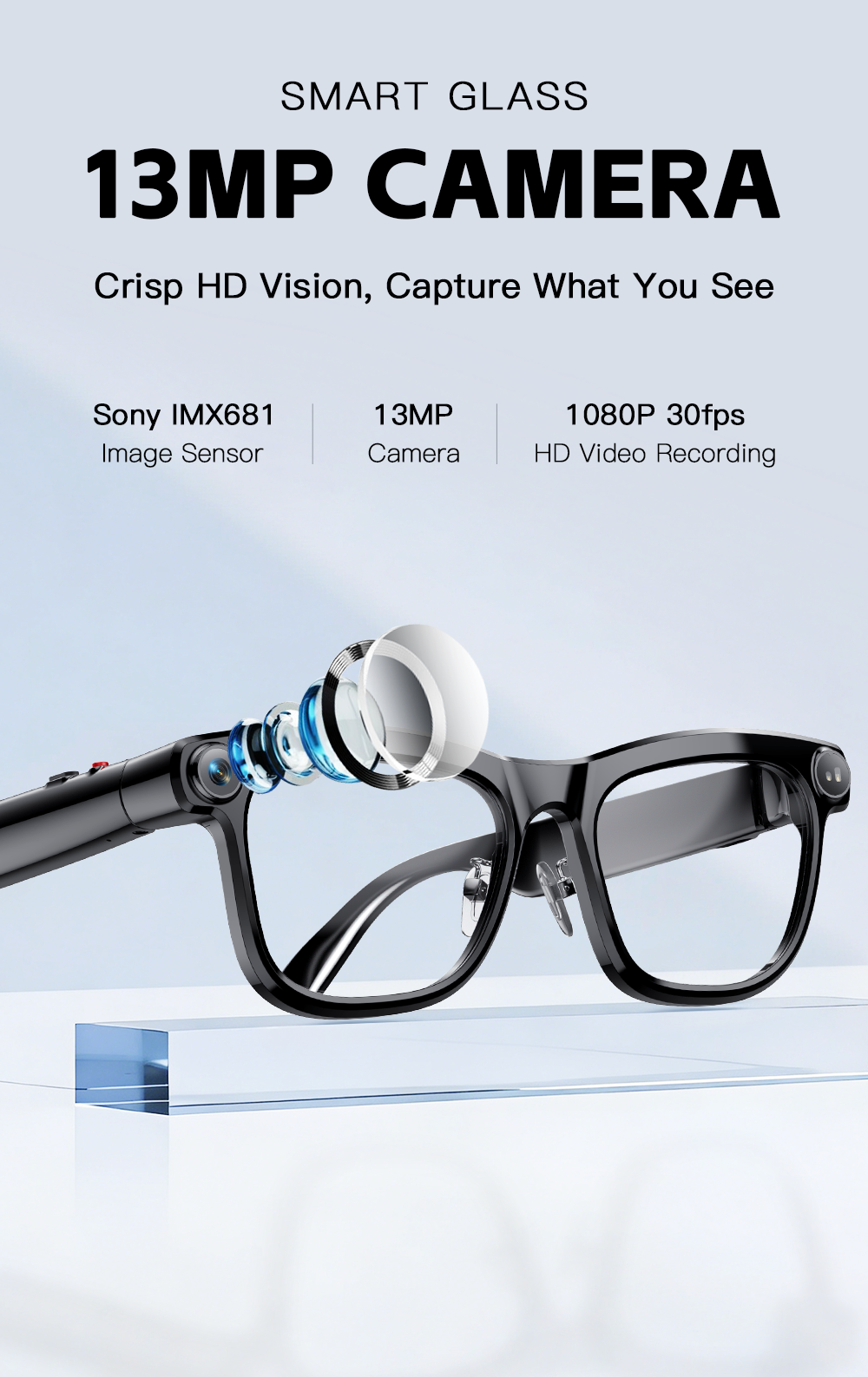 VALDUS VIS05 Smart Glasses Support Camera Smart Video Voice Recording WiFi Transfer Bluetooth Calls Smart Glasses-Shenzhen Shengye Technology Co.,Ltd