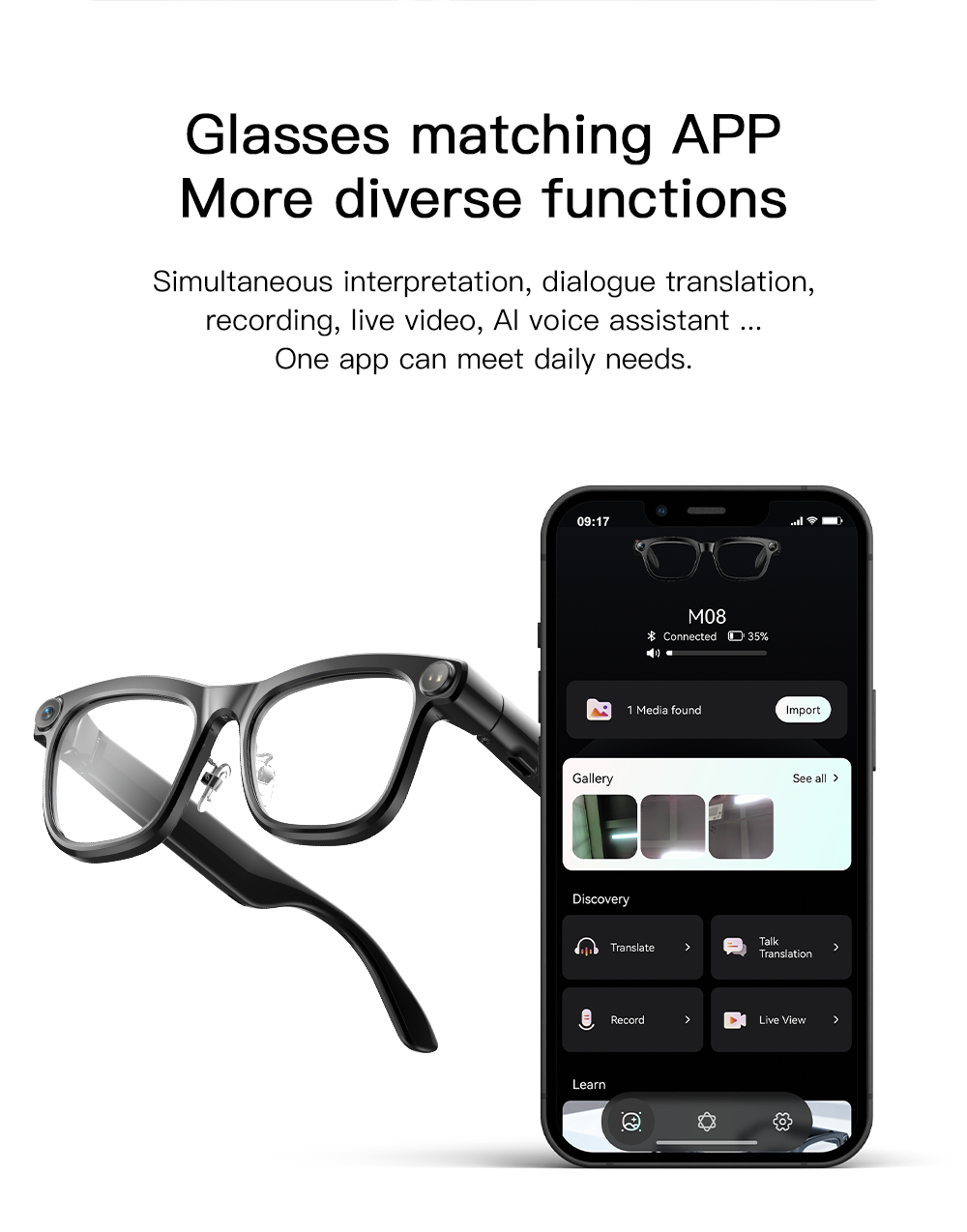 VALDUS VIS05 Smart Glasses Support Camera Smart Video Voice Recording WiFi Transfer Bluetooth Calls Smart Glasses-Shenzhen Shengye Technology Co.,Ltd