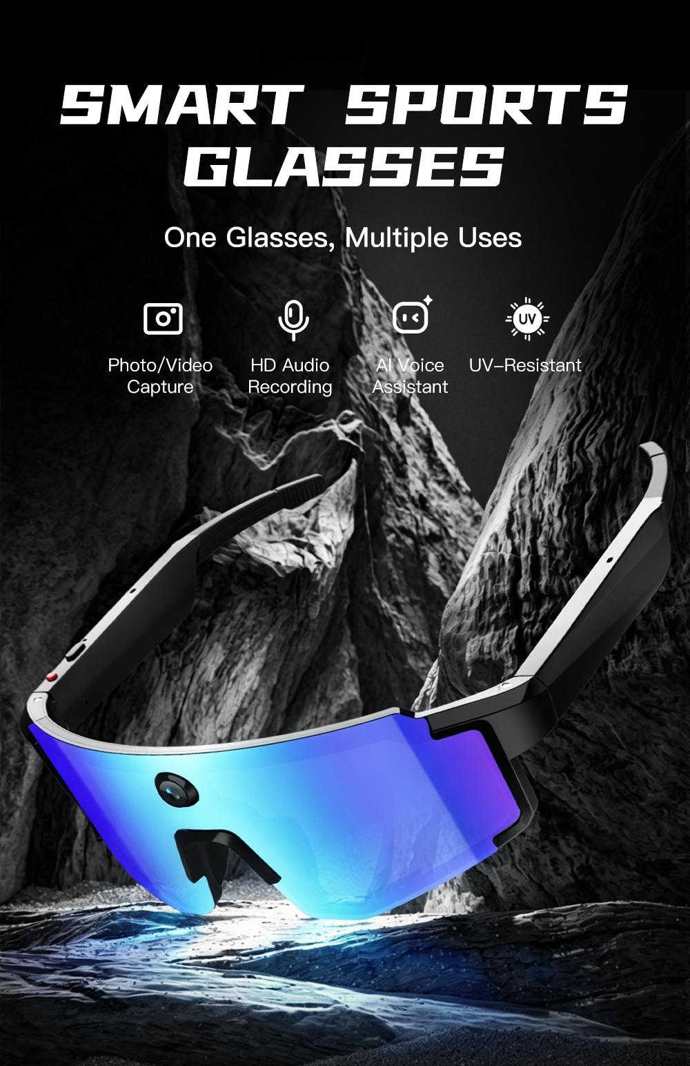VALDUS Newly Launched SVI01 Solar Smart Glasses With an 8MP Camera Motion Support IPX4 waterproof 1080P video recording Solar Smart Glasses-Shenzhen Shengye Technology Co.,Ltd
