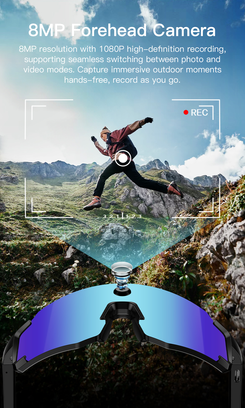 VALDUS Newly Launched SVI01 Solar Smart Glasses With an 8MP Camera Motion Support IPX4 waterproof 1080P video recording Solar Smart Glasses-Shenzhen Shengye Technology Co.,Ltd