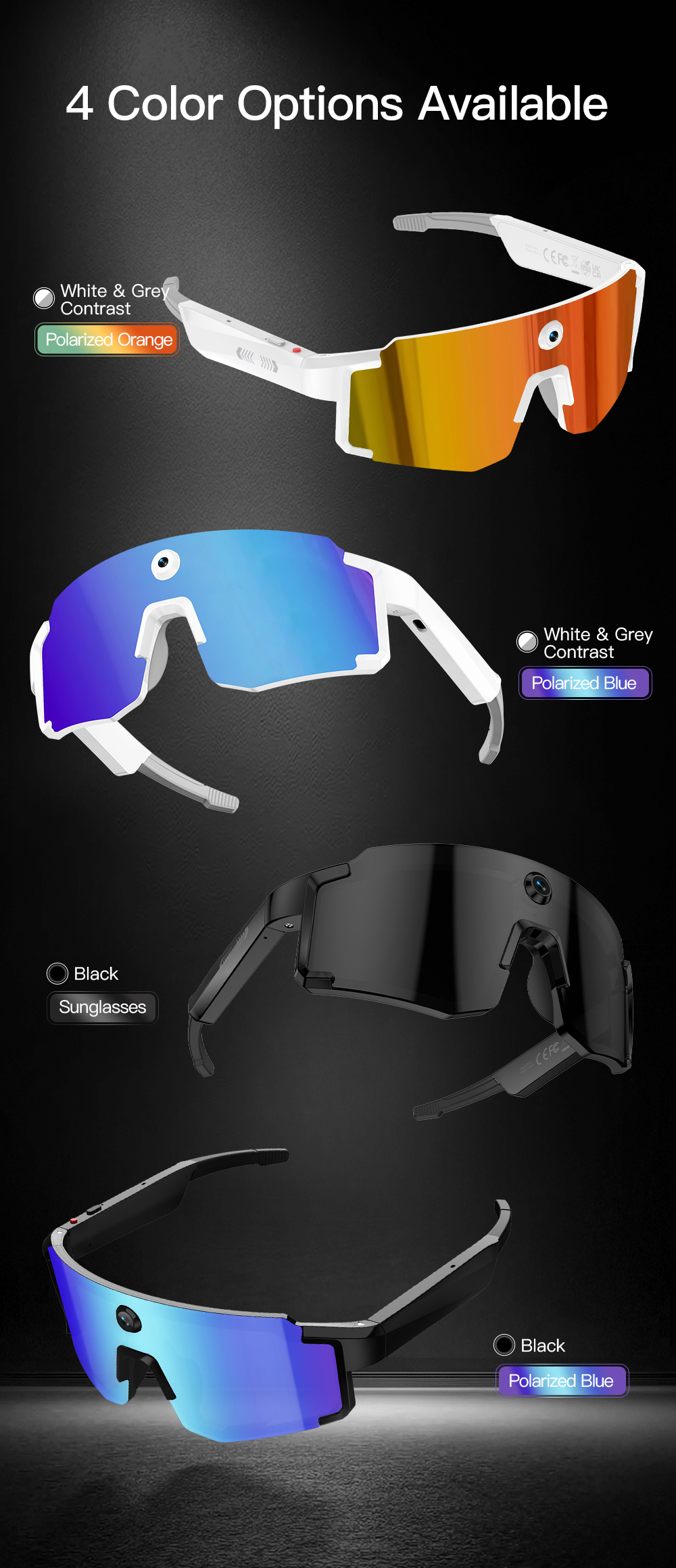 VALDUS Newly Launched SVI01 Solar Smart Glasses With an 8MP Camera Motion Support IPX4 waterproof 1080P video recording Solar Smart Glasses-Shenzhen Shengye Technology Co.,Ltd