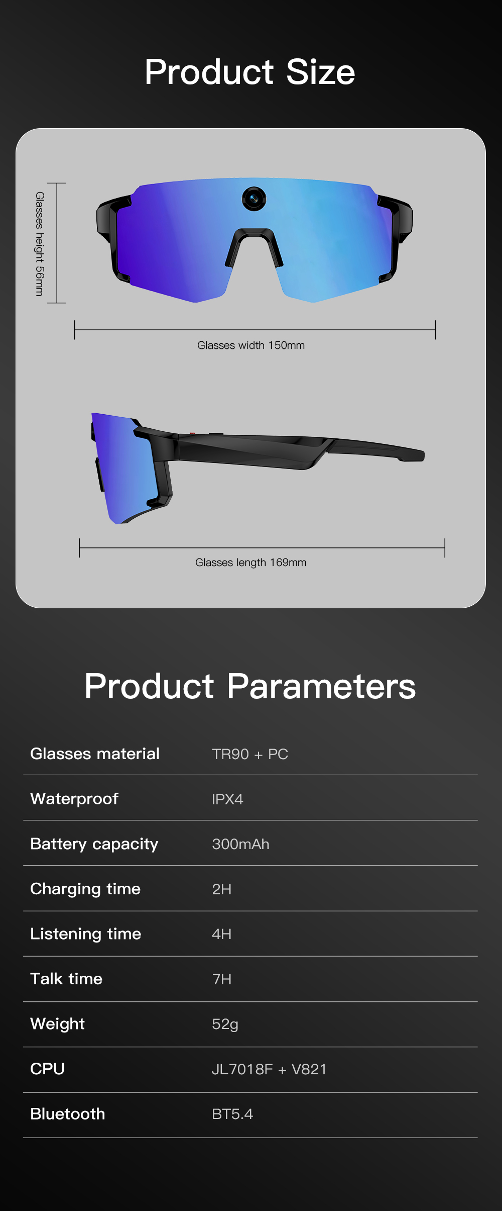 VALDUS Newly Launched SVI01 Solar Smart Glasses With an 8MP Camera Motion Support IPX4 waterproof 1080P video recording Solar Smart Glasses-Shenzhen Shengye Technology Co.,Ltd