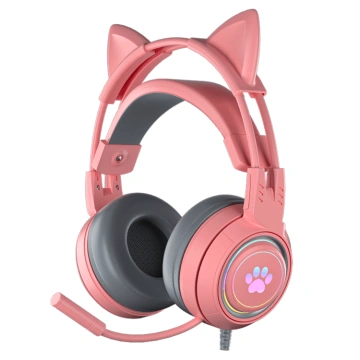 SY-G25 Pink Cute Cat Ears Rainbow RGB Lamp Headphone