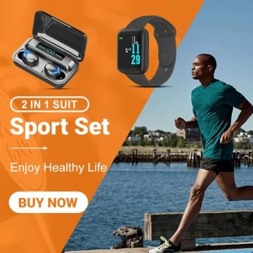 Light Sport Set 1.44 Inch Screen D20 Smart Watch Earphone F9 Earbuds Wireless TWS for iOS Android Mobile Phone
