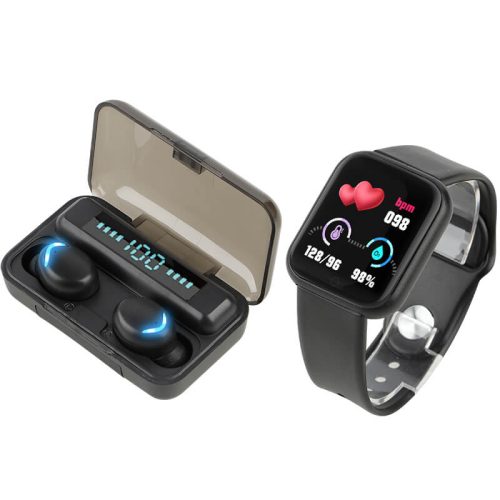 Light Sport Set 1,44 hüvelykes képernyő D20 Smart Watch fülhallgató F9 fülhallgató vezeték nélküli TWS iOS Android mobiltelefonhoz