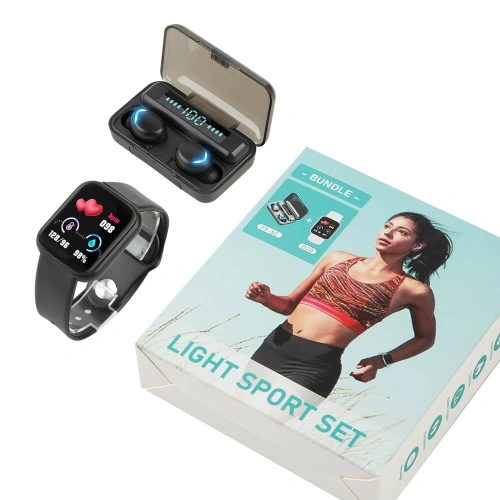 Light Sport Set 1.44 Inch Screen D20 Smart Watch Earphone F9 Earbuds Wireless TWS for iOS Android Mobile Phone