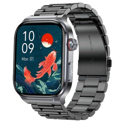 ET588 Smartwatch 1.96 Inch AMOLED Screen Durable Metal Design 24-hour Accurate Health Monitoring